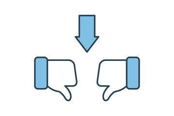 thumbs down Icon related to Feedback and Review. suitable for web site, app, user interfaces, printable etc. Flat line icon style. Simple vector design editable