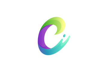 Fototapeta premium letter c and water splash simple logo template