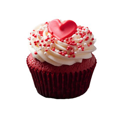 St-Valentine's Cupcakes, Valentine's Day Cupcakes, Heart, Red, Pink and White, Heart Sprinkles, Red Velvet Cake, Isolated on Transparent Background PNG