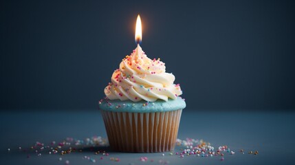 birthday cupcake with candles