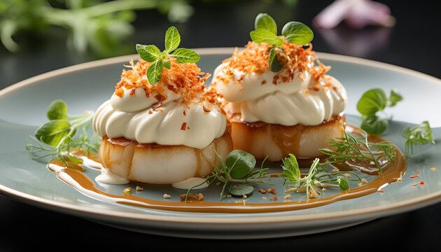 Grilled scallop with asparagus and creamy espuma