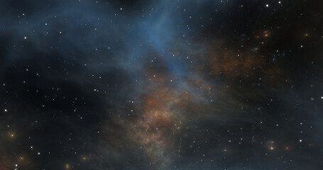 Fototapeta na wymiar Space background with nebula and shining stars. Giant interstellar cloud. Infinite universe