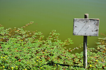 Panneau blanc au bord de l'eau 