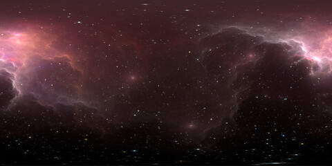 360 degree space background with nebula and stars, equirectangular projection, environment map....