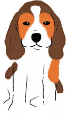 hand drawn cartoon illustration of dog pet in color pencil style.  drawing of household animal isolated. beagle