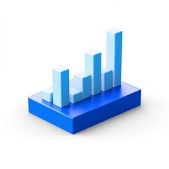 Fototapeta premium blue 3D illustration of a bar chart, 3D icon, business
