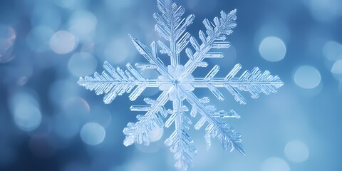 A close-up macro shot of a snowflake background - generative ai