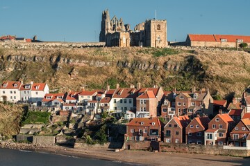 Sprawling cityscape on the seashore in Yorkshire, England