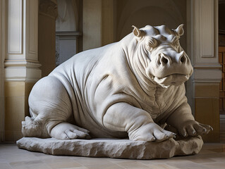 A Marble Statue of a Hippo