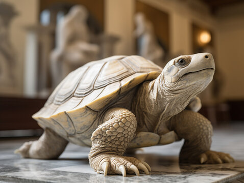 A Marble Statue of a Turtle