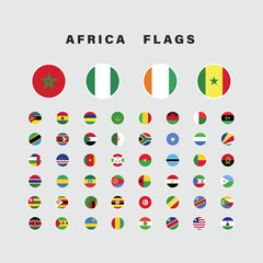 Set of Africa Flags with Rounded Shape