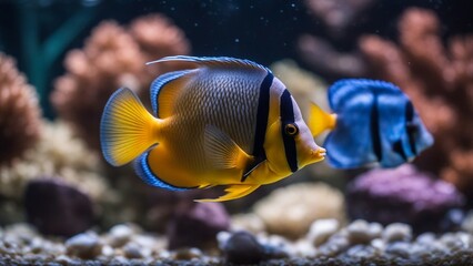 Naklejka na ściany i meble fish in aquarium Tropical fish in the aquarium 