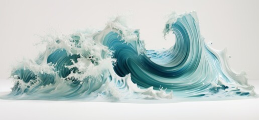 3D sea wave sculpture, Frozen ocean, Glass, Modern contemporary art. BREAKING OF THE WAVE. A 3D sculpture of a rare water wave destruction. Feeling of moving waves and foam.