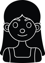 Cartoon Black and White Isolated Illustration Vector Of A Woman's Face And Neck Portrait