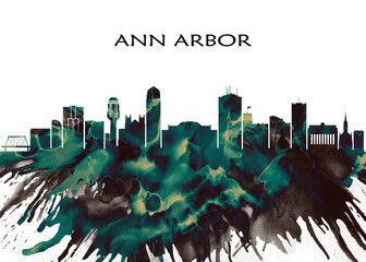 Ann Arbor Skyline - obrazy, fototapety, plakaty