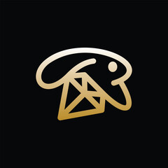 Rabbit Diamond Luxury Line illustration logo design, bunny diamond logo design concept suitable for your company