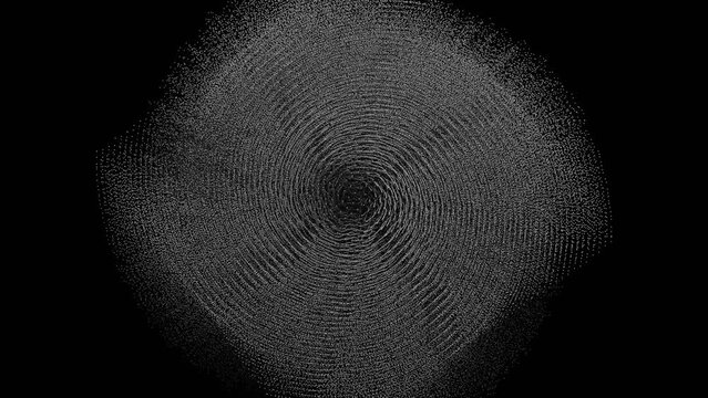 3d render black and white monochrome abstract art video animation with surreal small balls spheres particles field in motion rotation deformation process on black background