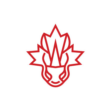 recommend clip art: Abstract Rhino Head With Maple Leaf line modern illustration logo design, Red maple leaf, Canada symbol, Red Canadian Maple Leaf
