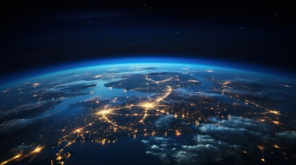 Space background. Panoramic view of Earth from space.