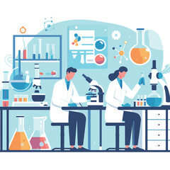 Flat Design of Scientists in Action