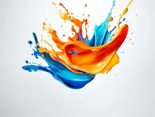 Zelfklevend Fotobehang mix color paint splash on white background © Vitalii But