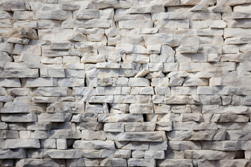 Textured grey stone wall in uneven block pattern