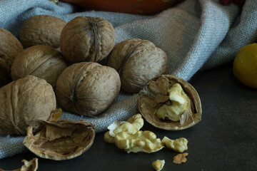 walnuts on a wooden table, walnuts, nuts, walnuts and walnuts