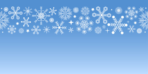 Fototapeta premium Snowflakes with a blue gradient background - Vector Illustration