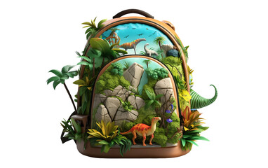 Prehistoric Dinosaur Backpack, on transparent background