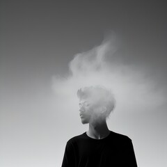 young man with smokeyoung handsome asian man with smoke in the studio