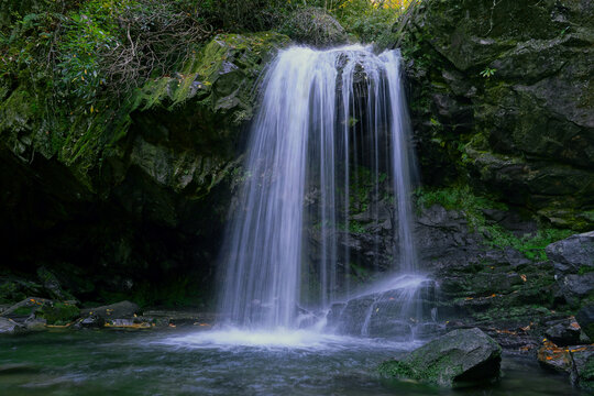 Motion-blurred picture of Grotto Falls in Great Smoky Mountain National Park