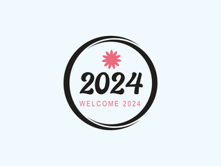 Welcome to 2024, Happy New Year 2024, round new year with white background