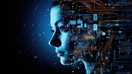 Human Artificial Intelligence concept, Deep machine learning technology. AI generated