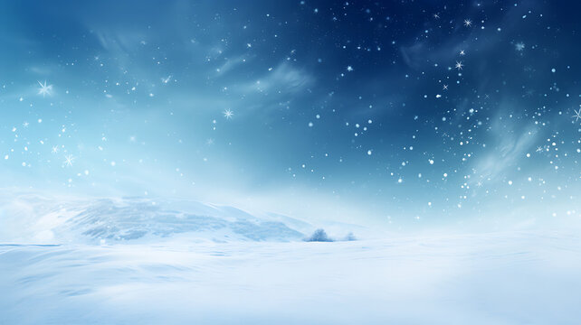 Beautiful Highly detailed ultrawide background image of light snowfall falling over snowdrifts