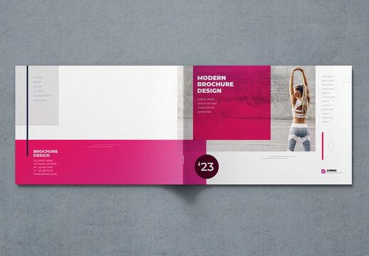Landscape Business Report Cover with Pink flat Elements