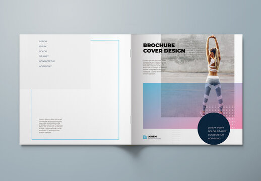Square Business Report Cover with Orange flat Elements