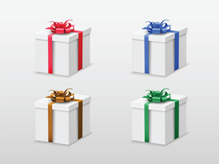 Set of 3d Gift Boxes with Different Colors