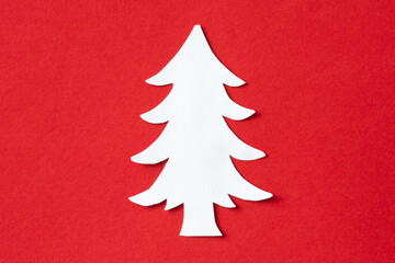 Fototapeta na wymiar red Christmas tree paper cut isolated