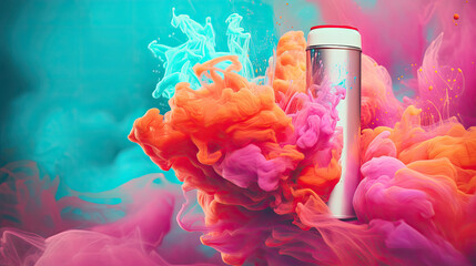 spray can spraying colorful rainbow paint liquid color splash explosion
