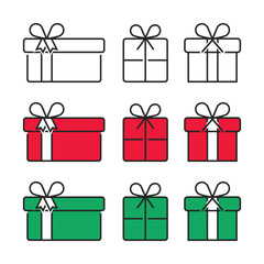 Set of Colorful Gift Boxes with Doodle Style