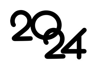 2024 HAPPY NEW YEAR script text hand lettering. Design template Celebration typography poster, banner or greeting card for Merry Christmas and happy new year.Vector Illustration .