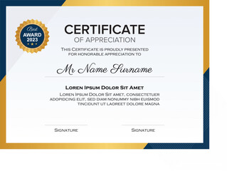 Certificate template with professional clean design. Vector illustration. Certificate of achievement abstract geometric texture decoration for multi-purpose business or education needs
