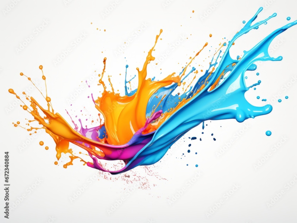 Wall mural mix color paint splash on white background - Wall murals