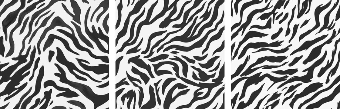 Zebra skin seamless set texture. Wild pattern for fabric and print.