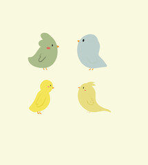 Set of cute cartoon birds. Vector birds illustration 
