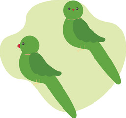 Green parrots on white background. parrots green vector illustration 

