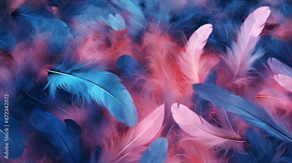 Poster a background filled with floating feathers, appearing to drift gently.