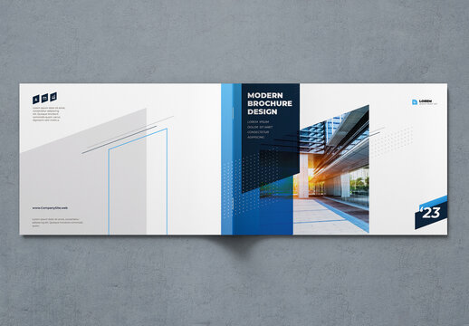 Landscape Business Report Cover with Blue flat Elements