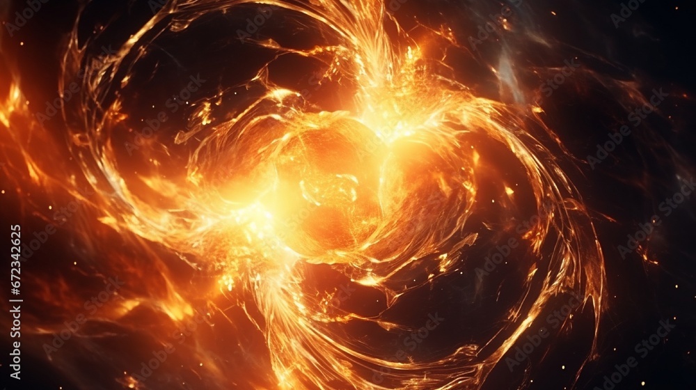 Poster a chaotic maelstrom of luminescent gases swirling around a pulsating core of incandescent plasma.