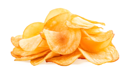 Heap of potato chips isolated on transparent background, png